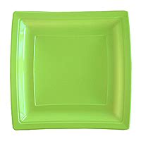 Grandes Assiettes Plastiques Carrées Luxe Vert Anis x10 Noel