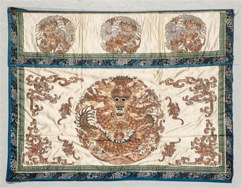 lot antique chinese gold thread embroidery