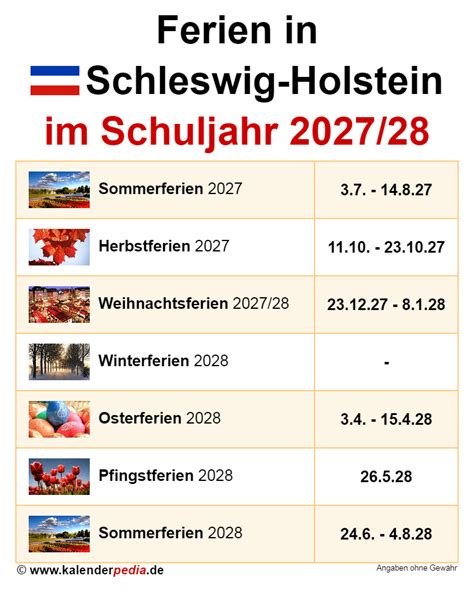 Ferien In Schleswig Holstein Im Schuljahr 2027 28