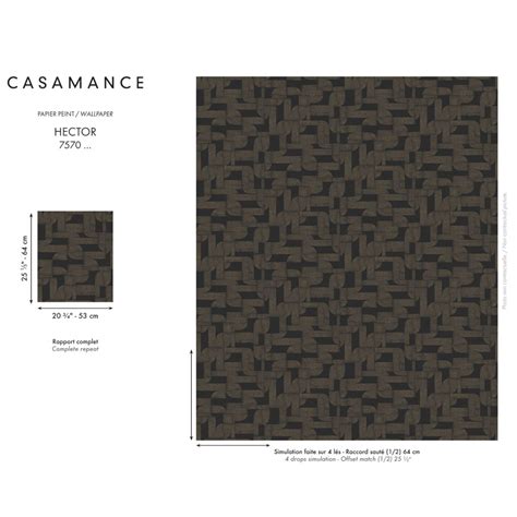 CASAMANCE Papier Peint Intissé Hector Noir Doré Square Jasmin de