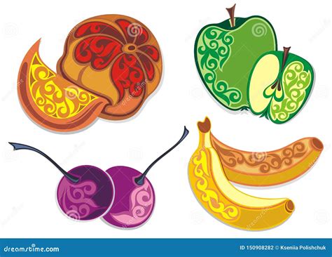 Frutas Aisladas En El Fondo Blanco Ilustraci n Del Vector Ilustración