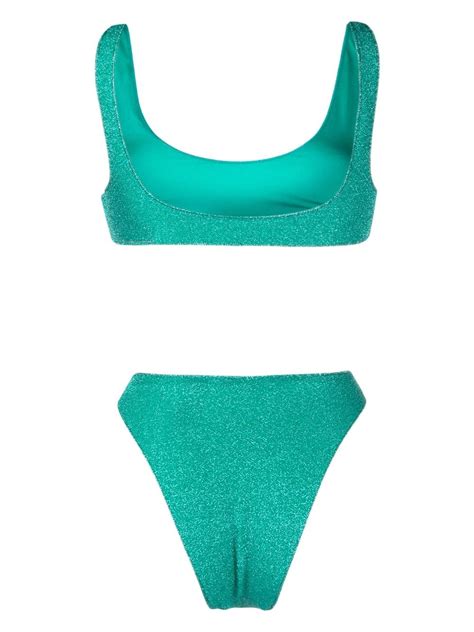 Oséree metallic threading Bikini Set Blue FARFETCH UK