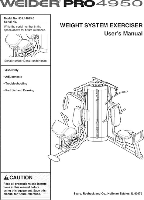 Weider Pro 4950 14623 Owners Manual