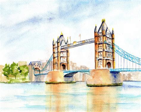 Tower Bridge London Painting By Carlin Blahnik Carlinartwatercolor