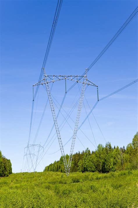 Support Of Line Of Electricity Transmissions Stock Photo Image Of