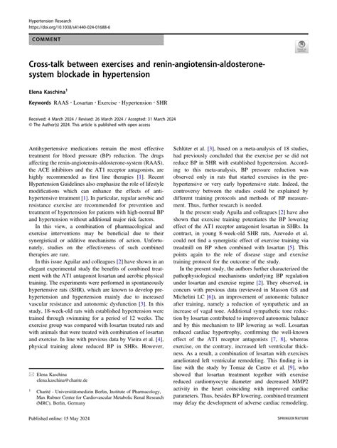 PDF Cross Talk Between Exercises And Renin Angiotensin Aldosterone