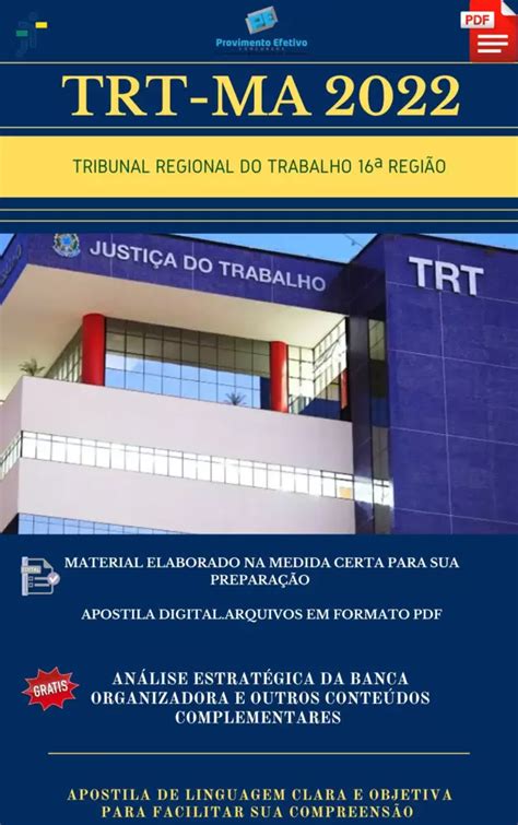 Provimento Efetivo Concursos Apostila Trt Ma T Cnico