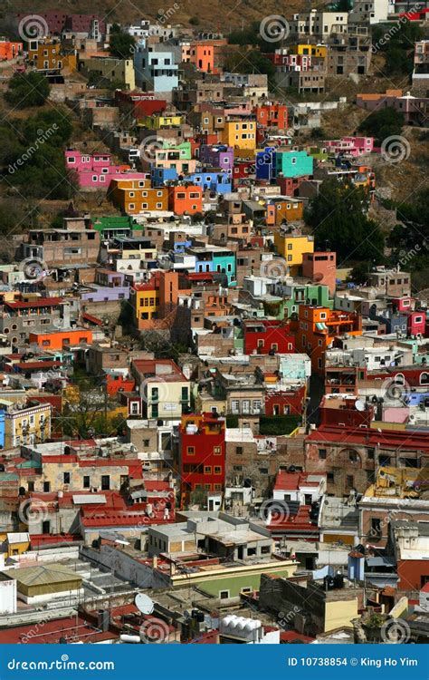 Colorful Houses in Guanajuato Stock Photo - Image of overlook, yellow ...