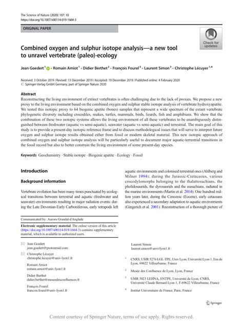 Combined Oxygen And Sulphur Isotope Analysisa New Tool To Unravel