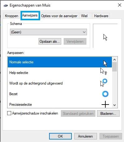Windows Muisaanwijzer Aanpassen Internet Handleidingen