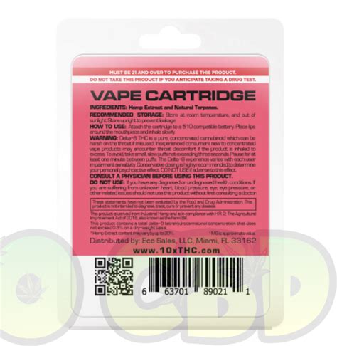 10x Delta 8 Thc Strawberry Cough Vape Cartridge 900mg 1ml Cbd