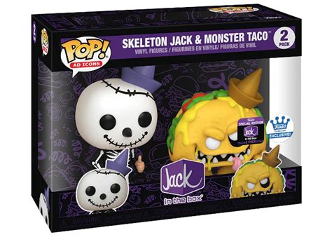 Funko Pop Ad Icons Jack In The Box Skeleton Jack And Monster Taco Jack In The Box Special Edition