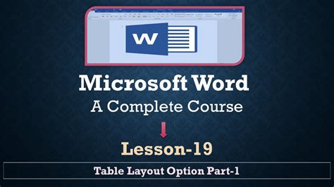 Table Layout Option Part 01 Lesson 19 Microsoft Word Bangla