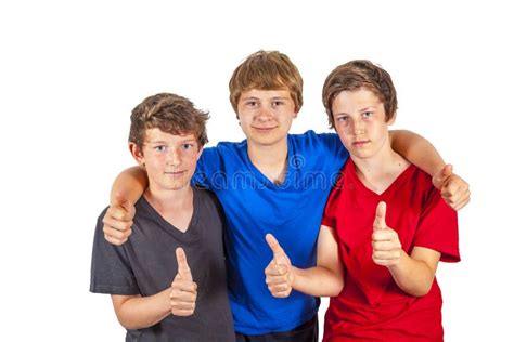 Three Boys And Friends Show Thumbs Up Stock Photo Image 40577204