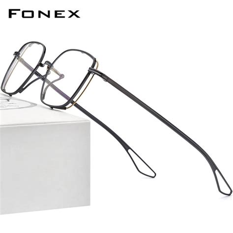 Fonex Pure Titanium Glasses Frame Men New Retro Vintage Square