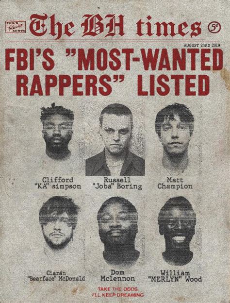 MUGSHOT "FBI MOST-WANTED" NEWSPAPER COVER : r/brockhampton