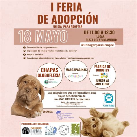 I FERIA DE ADOPCIÓN 18 DE MAYO Ayuntamiento de Carbajosa de la Sagrada