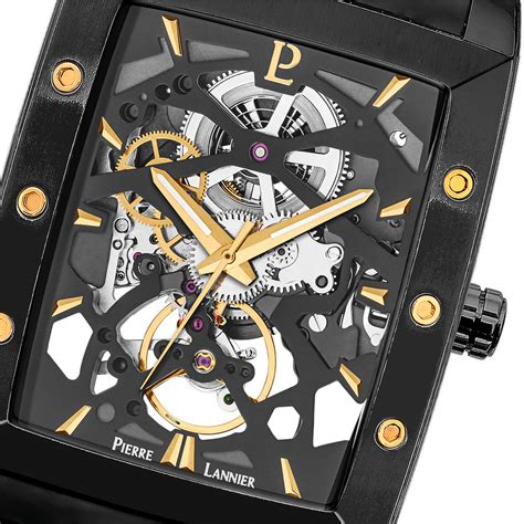 Montre PIERRE LANNIER Hector Homme Automatique Bracelet Acier Noir MATY