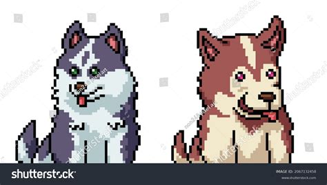 Pixel Art Siberian Husky Puppy Stock Vector Royalty Free 2067132458