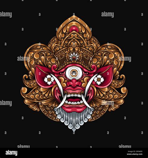 Illustration Of A Traditional Balinese Barong Mask Stock Vector Image