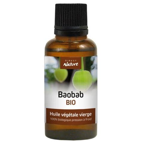 Huile végétale de Baobab Bio à 9 50 Direct Nature Conditionnement 30 ml