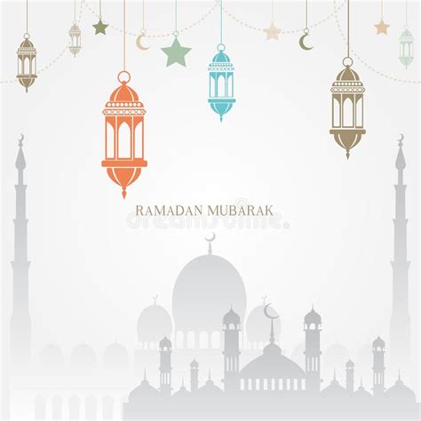 Ramadan Kareem Con Azul 3d Media Luna Vector Ilustración Del Vector