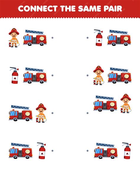 Education game for children connect the same picture of cute cartoon