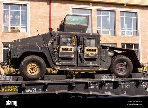 Perm, Russia - April 10, 1019: improvised armored car of ISIS militants ...