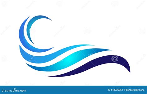 Water Wave Set Sea Waves Ocean Beach Logo Template Vector Clean Water