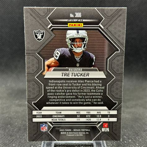 2023 Panini Mosaic Football Tre Tucker Base Rookie Las Vegas Raiders