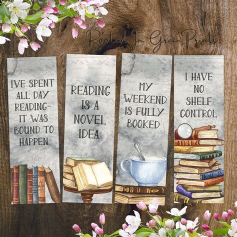 Book Lovers Funny Quotes Bookmark Printable Set of 4 Bookmarks Bookish