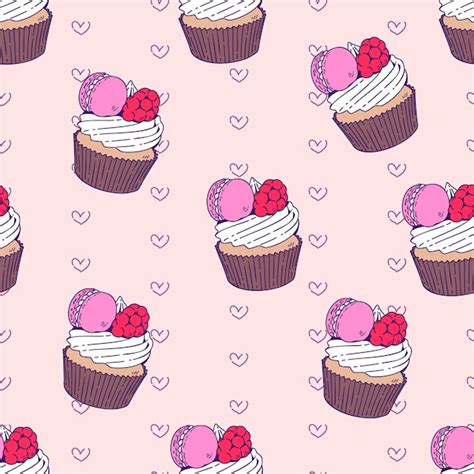 Premium Vector Cupcake Seamless Pattern