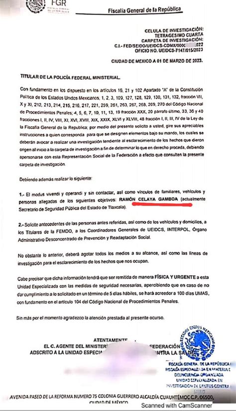 Filtran orden de investigación contra Celaya Gamboa FGR guarda