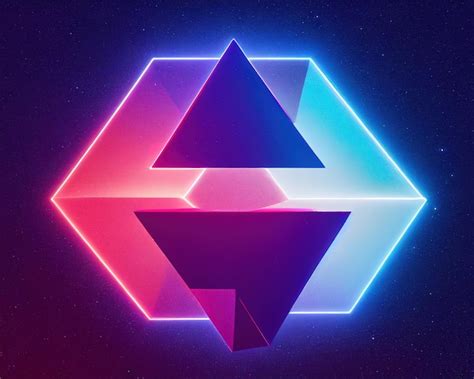 Premium Photo Cosmic Neon Triangles Shapes In Space 3d Render