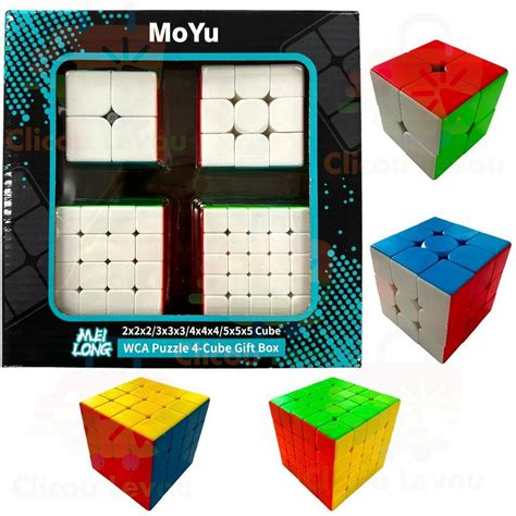 Kit Box Cubo Mágico Original 2x2 3x3 4x4 5x5 Profissional Moyu