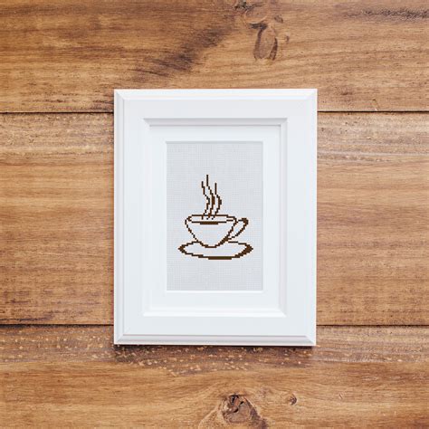 Hot Coffee Cup Cross Stitch Pdf Pattern Modern Counted Cross Etsy