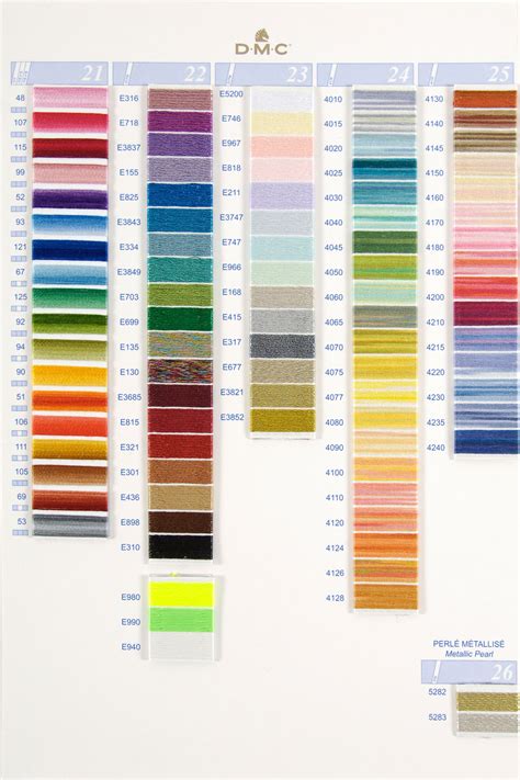 DMC Stranded Cotton Colour Chart Shade Card Stitchtastic