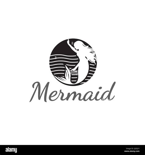 Abstract Mermaid Logo Vector Template Small Waves In A Circle Stock