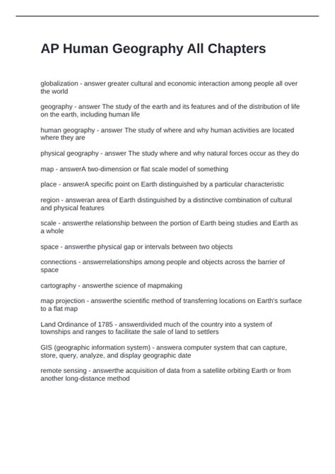 AP Human Geography All Chapters Questions and Answers 2025 - AP Human