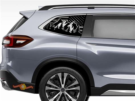 Subaru Ascent Outdoor Usa Flag Decals Side Windows Mountain Scene