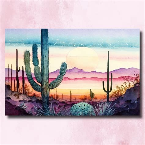 Sonoran Desert Rainy Sunset Cactus Wall Art Print Southwest Nature ...