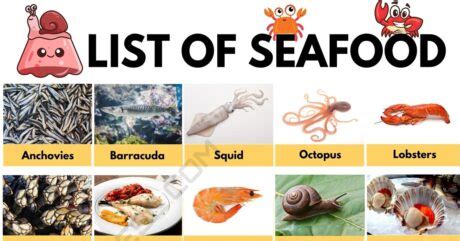 Types Of Seafood List Of Seafood Names With Cool Pictures Esl