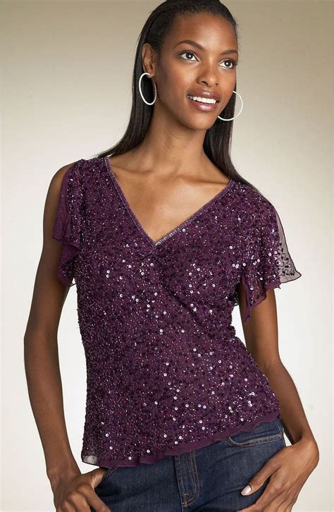 Adrianna Papell Sequin Silk Top Nordstrom