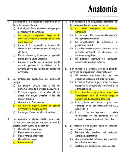 Banco De Preguntas Sistema Circulatorio Facmed Notes Udocz