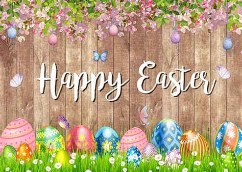 Amazon Lycgs X Ft Happy Easter Backdrop Rustic Wooden Wall