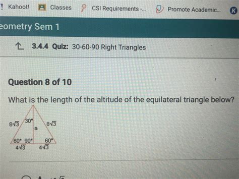 Answered: What is the length of the altitude of… | bartleby