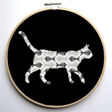 Cat Silhouette Cross Stitch Pattern Modern Cross Stitch PDF - Etsy