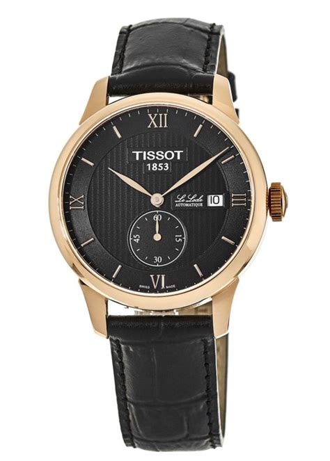 Tissot Le Locle Automatic Rose Gold Black Dial Leather Strap Men S