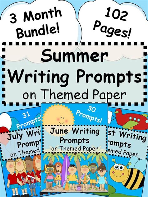 Summer Writing Prompts On Themed Paper {just Print And Go } Summer