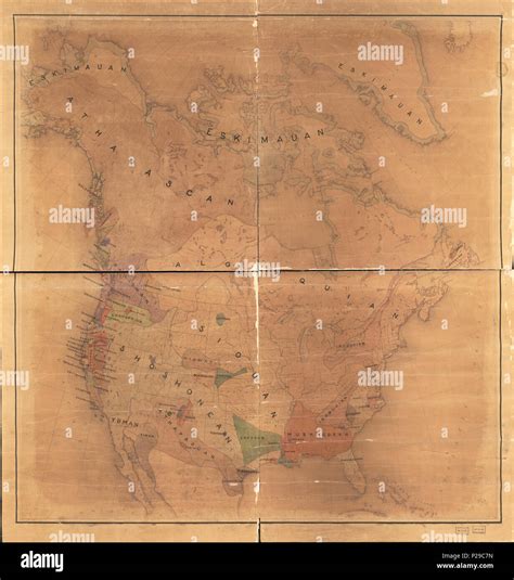 Map Of North America Showing Indian Tribes Loc 2017585927 Stock